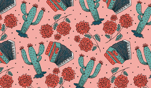 粉色仙人掌花卉图案背景