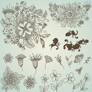 手绘花卉图案设计素材