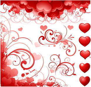 浪漫爱心花纹背景图案