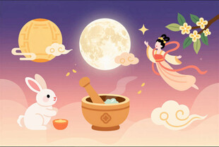 嫦娥玉兔中秋浪漫场景