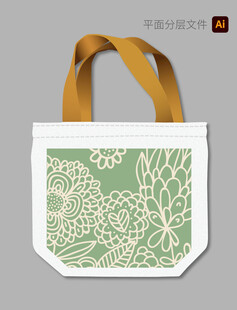 简约花卉图案手提帆布袋