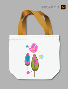 手绘小鸟花朵帆布袋