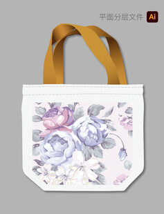 花卉图案手提帆布袋