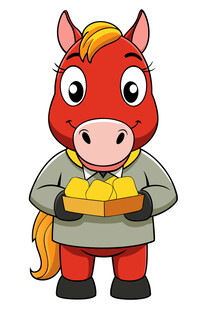 红马端金盘贺财