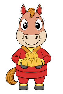 红衣小马捧金元宝贺岁