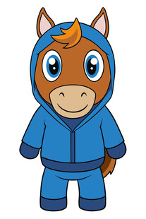 蓝色小马卡通连帽套装