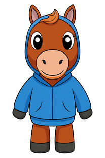 穿蓝色连帽衣的卡通小马