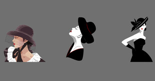 复古女性帽饰剪影png