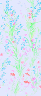 梦幻手绘花卉小鱼图