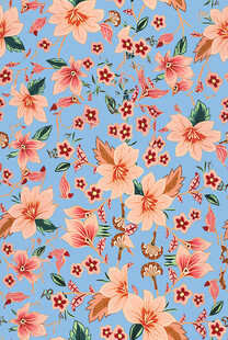 蓝色背景花卉图案纹理