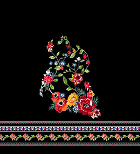 传统刺绣花卉图案