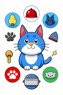 可爱蓝猫与宠物相关图标