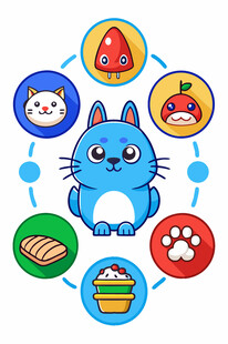 可爱猫咪与多样宠物元素