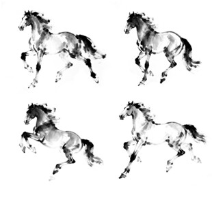 水墨奔马免抠素材