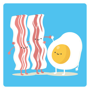 培根与煎蛋的趣味卡通形象