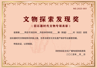 文物探索发现奖证书 底纹 考古