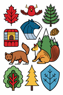 秋季森林动物与景物元素