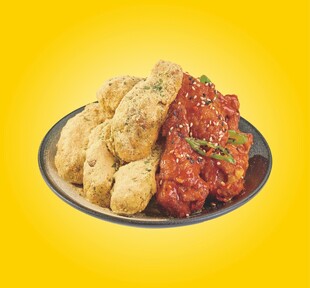 美味炸物与酱料组合