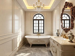 法式风格3dmax卫生间效果图