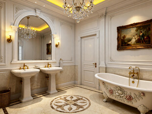 法式风格3dmax卫生间效果图