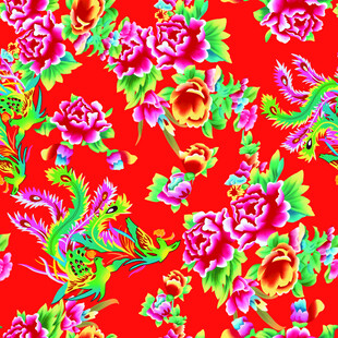 中式传统花卉红色锦纹图案