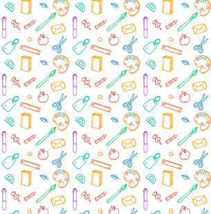 多彩卡通文具图案背景