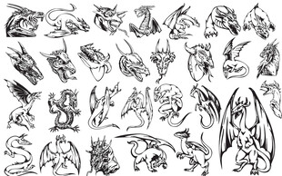 手绘奇幻生物线稿集合