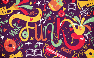 多彩音乐元素涂鸦插画