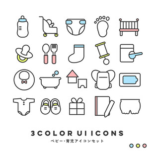 婴儿用品彩色图标集合