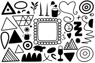 手绘黑白几何装饰图案