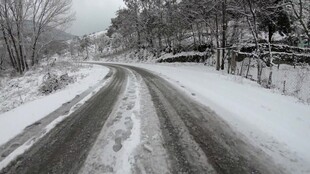 冬日雪覆公路景象