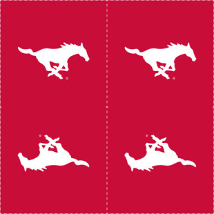 红色底上的白色奔跑动物图案