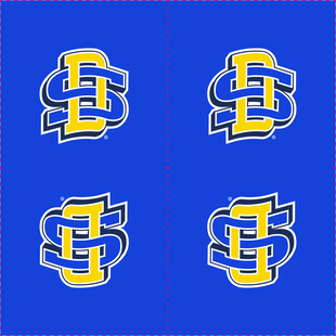 蓝色背景上的黄色字母图案