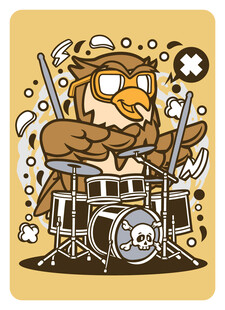 卡通猫头鹰激情打鼓