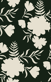 黑色底白色花卉图案