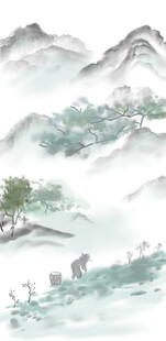 水墨山水间的悠然景致