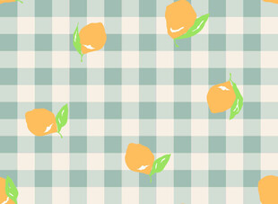 格子背景上的清新桃子图案