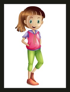 小女孩粉色上衣