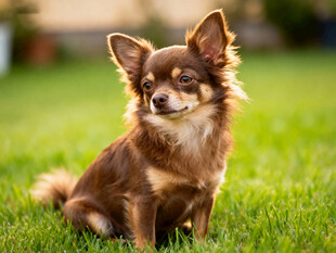 草地上的可爱吉娃娃犬