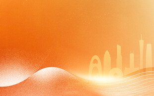 橙黄城市天际线背景图