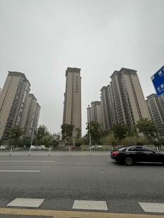 城市道路旁的高楼景观