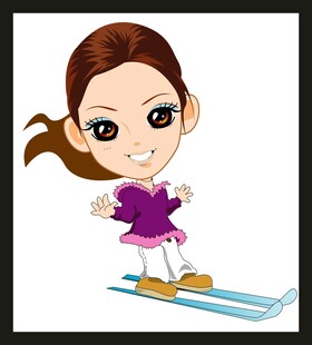 卡通女孩优雅滑冰瞬间