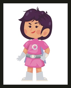 粉色装扮的卡通女孩