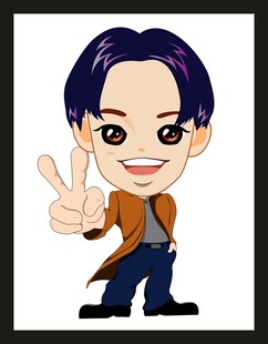 卡通人物比耶形象展示