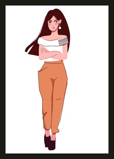 时尚休闲风女孩插画