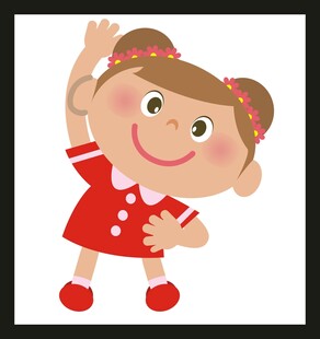 挥手的红衣小女孩