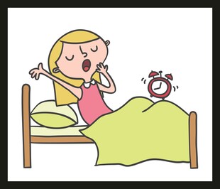 女孩清晨被闹钟叫醒