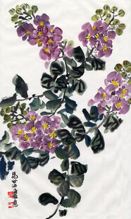 水墨写意紫色花卉图