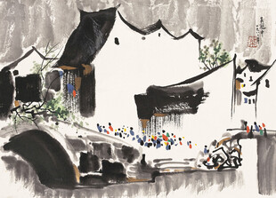 水墨江南水乡风景图