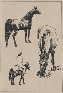 复古风格马匹人物绘画